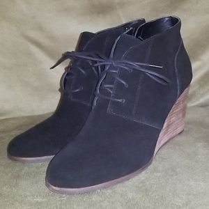 🆕️ Black Suede Lucky Brand Wedged Ankle Booties